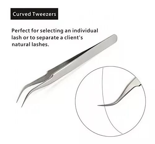 Pinza Curva Plata Pestaña